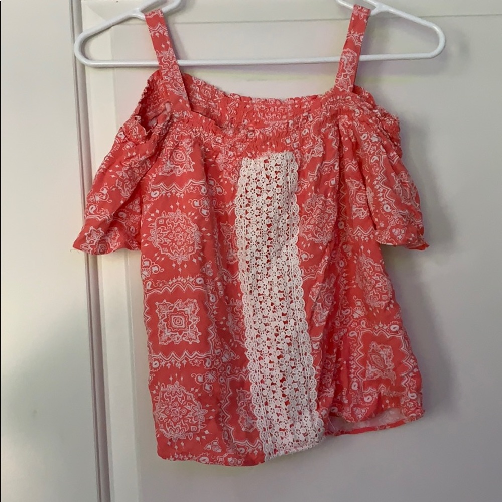 Pink Justice, loose, off the shoulder top